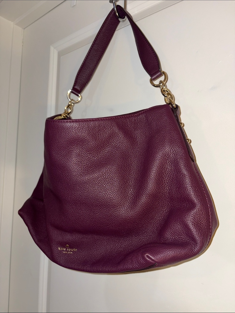 kate spade Plum Pebbled Leather Shoulder Hobo with Gold Hardware - Picture 2 of 5